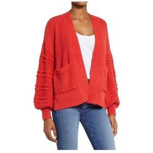 Madewell Cardigan Bobble Womens Small Kilt Red Cotton Open Front